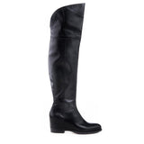 Black leather thigh high boot