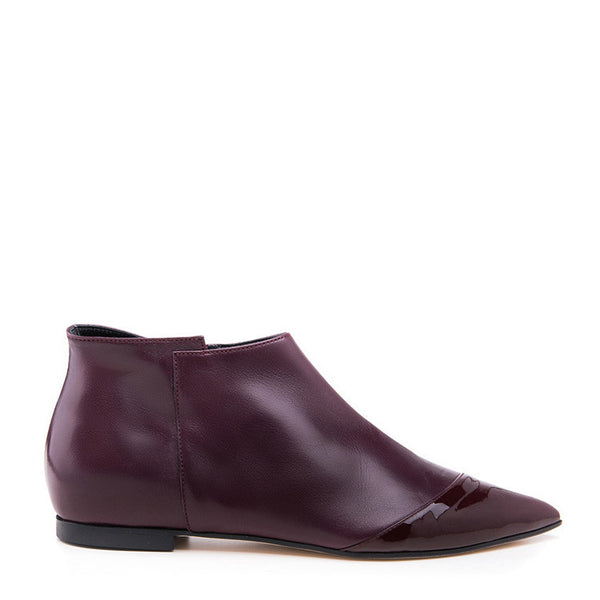 Two Toned patent and leather bootie
