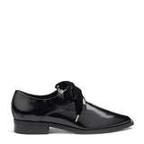 Glosed-leather velvet lace oxford shoes
