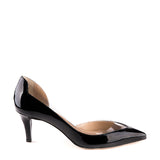 Pointy low-heeled pump with plexi cut-out