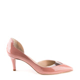 Pointy low-heeled pump with plexi cut-out