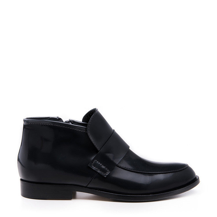 Leather bootie loafer